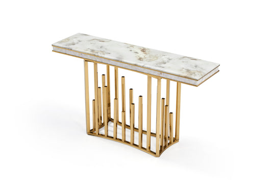 Marie Marble Top Console Table Gold