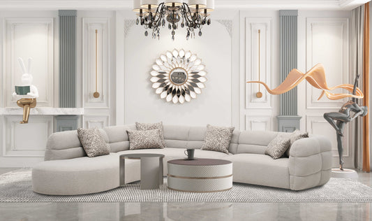 Curve Fabric Corner Modern Sofa Set