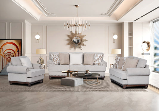 Ryan Beige Fabric Contemporary Sofa Set