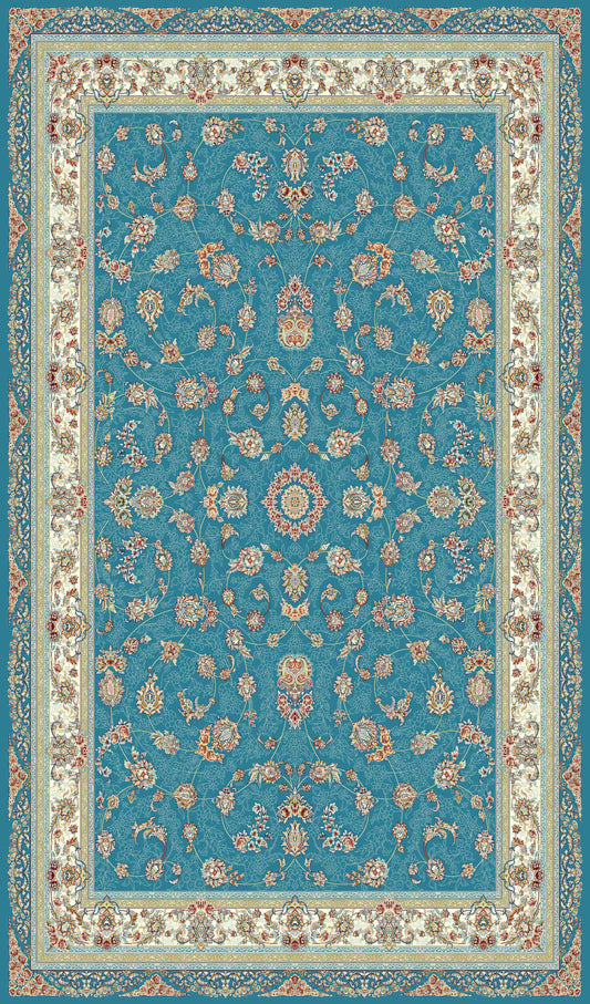 Mashad 722130 Traditional Persian Area Rug Blue