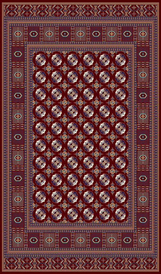 Mashad 722417 Traditional Persian Area Rug Dark Blue