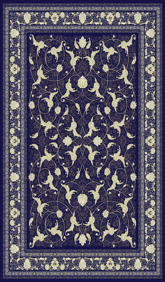 Mashad 722621 Traditional Persian Area Rug Dark Blue
