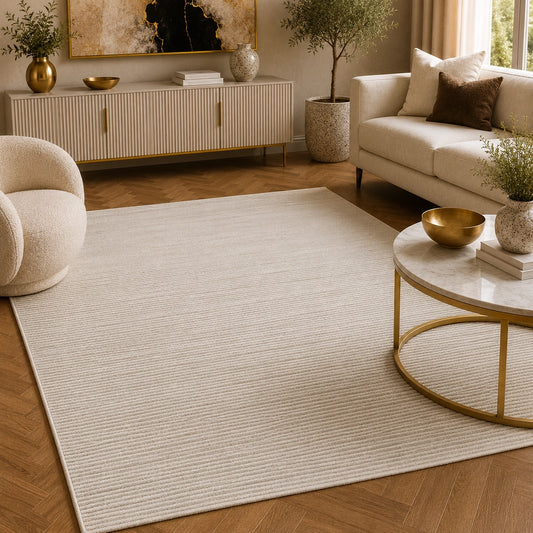 Anemon F043A Cream Cream Modern Area Rug