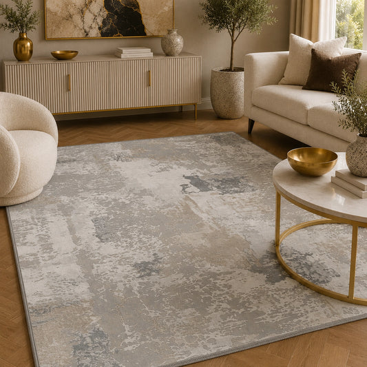 Anemon T014A Cream Silver Modern Area Rug