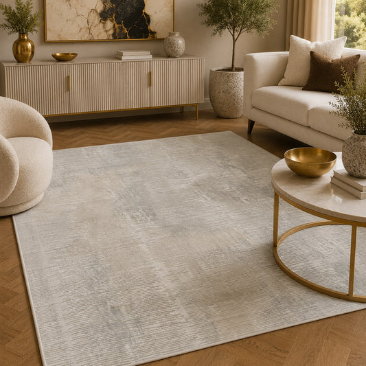 Anemon T015B Cream Silver Modern Area Rug