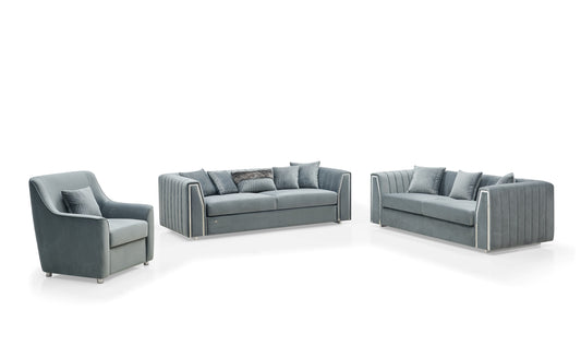 Regal Modern Fabric Sofa Set Grey