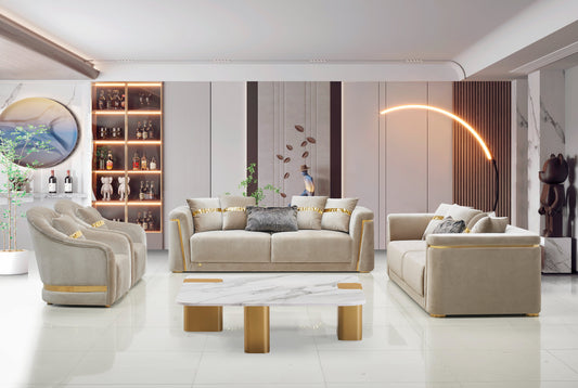 Jordan Modern Fabric Sofa Set Beige
