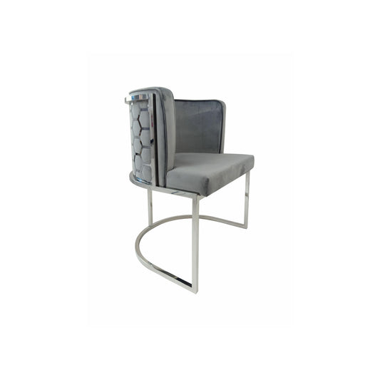 Rose Velvet Modern Stainless Steel Dining Chair Grey Silver
