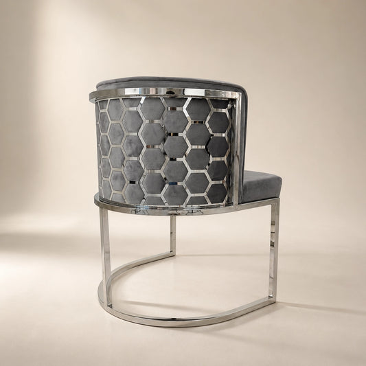 Rose Velvet Modern Stainless Steel Dining Chair Grey Silver