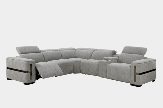 Bliss Modern Corner Electric Recliner Fabric Sofa Set Dark Grey