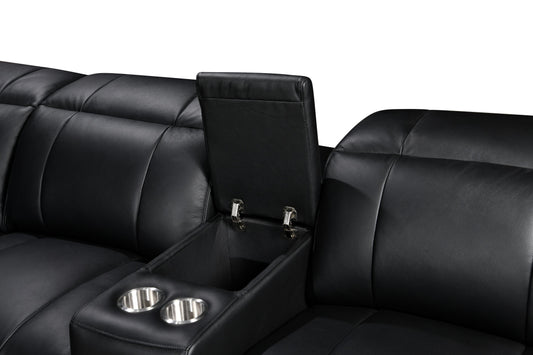 Vellin Modern Corner Electric Recliner Leather Sofa Set Black