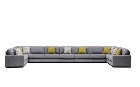 Dune Modern Large Corner Sofa Set in Dark Grey Fabric