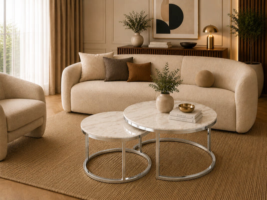 Dablo Gold Golden Base Marble Top Coffee Table
