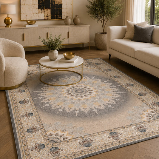Dariush 1370 Traditional Persian Area Rug Silver
