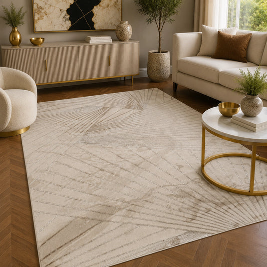 Elmaas T511A Cream V Beige Modern Area Rug
