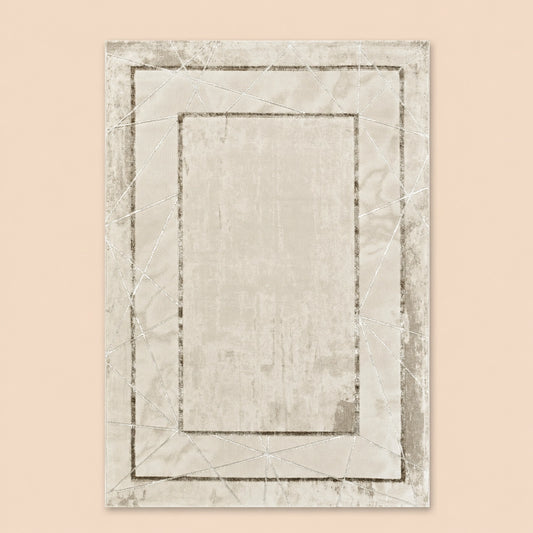 Elmaas T519A Cream White Modern Area Rug