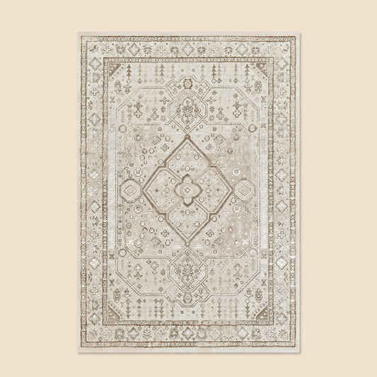 Elmaas T529A Cream White Modern Area Rug