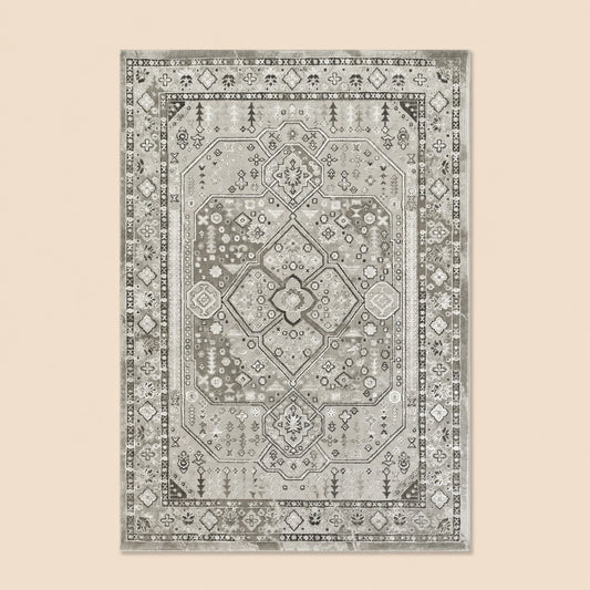 Elmaas T529A Light Grey White Modern Area Rug