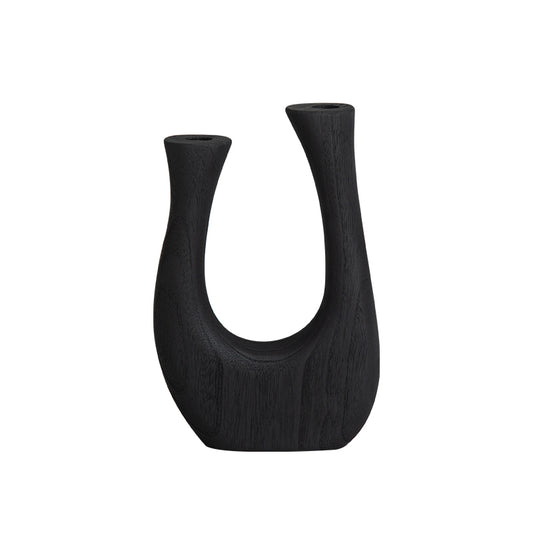 Paulownia U-Shaped Wooden Bottle Black Handcrafted Home Décor