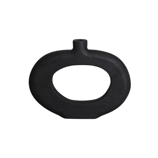 Paulownia Round Wood Bottle Black Handcrafted Home Décor