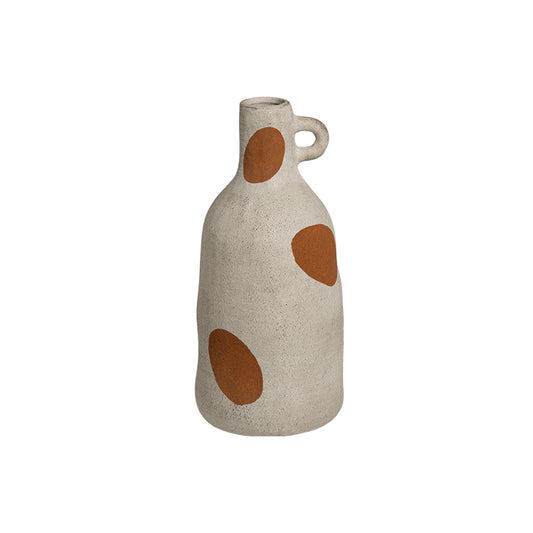 D23091B Brown Ceramic Large Round Hand Painted Bottle Handcrafted Home Décor