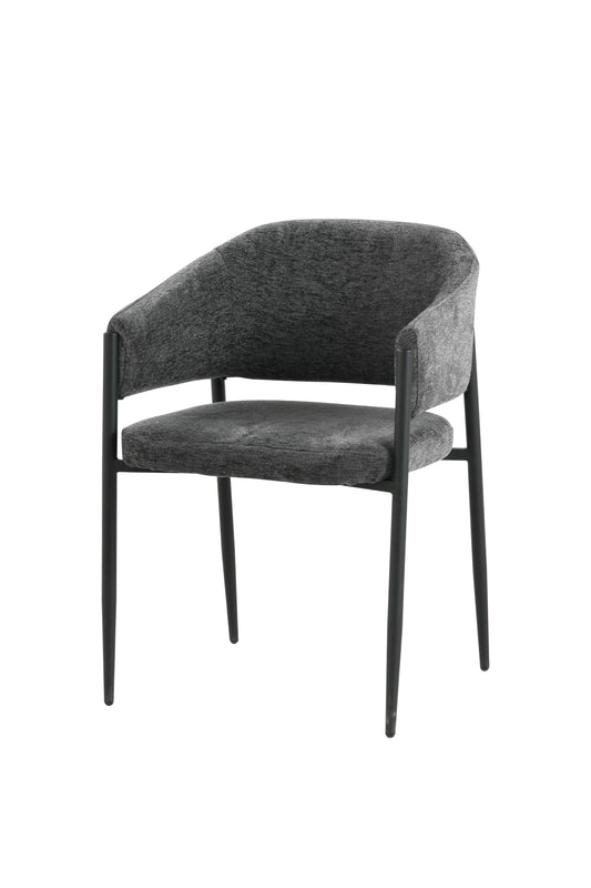 Kenzi Chenille Modern Dining Chair Dark Grey