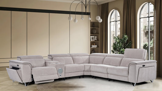 Henry Modern Fabric Recliner Corner Sofa Set Beige