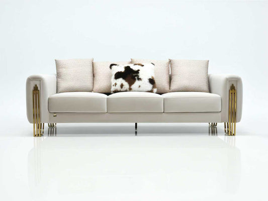 Kelly Modern Beige Velvet Sofa Set
