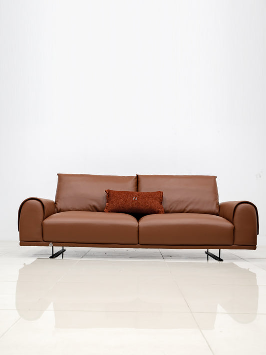 Johnny Contemporary Sofa Set in Brown Leather