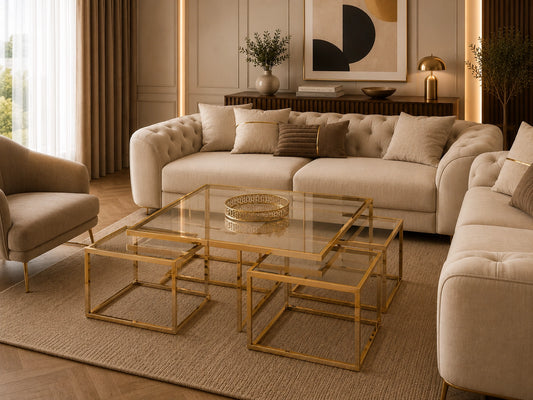 Luther Clear Glass Coffee Table Gold