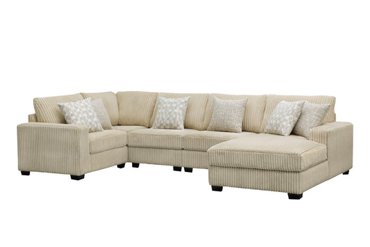 Ultimate Comfort Brown Corduroy Fabric Corner Sofa Set