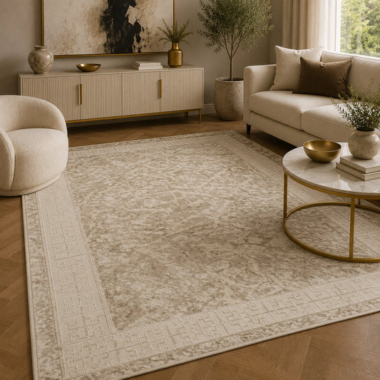 Marmaris D389A Beige V Beige Modern Area Rug