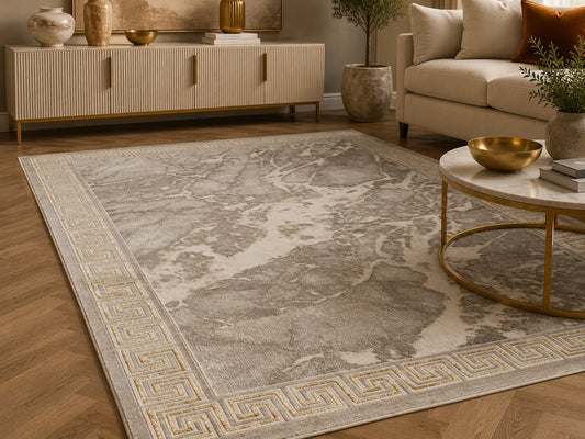 Marmaris D634A Cream V Gold Modern Area Rug