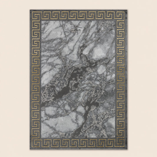 Marmaris D634A Dark grey V Gold Modern Area Rug