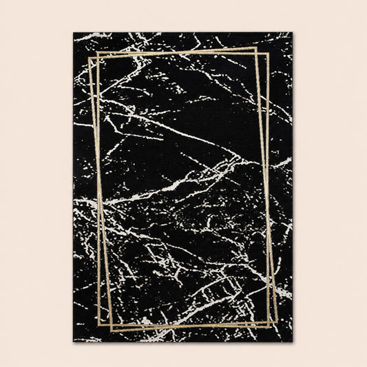 Marmaris E528A Black V Gold Modern Area Rug
