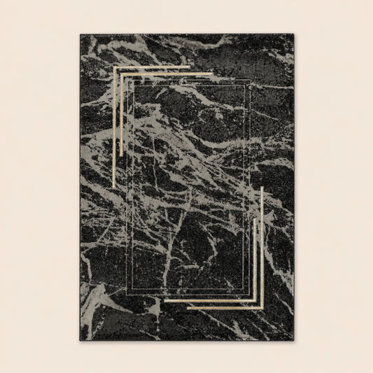 Marmaris E529D Black V Gold Modern Area Rug