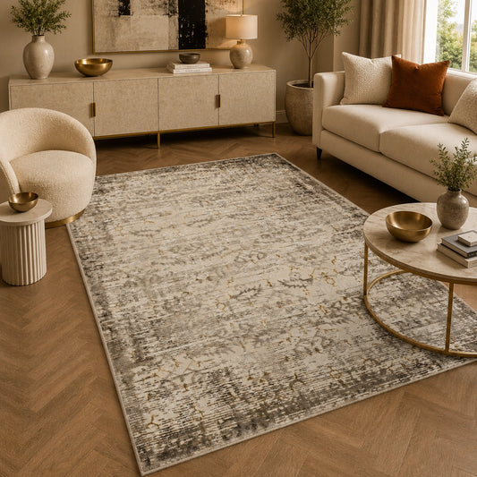 Marmaris T030A Dark Beige Cream Modern Area Rug
