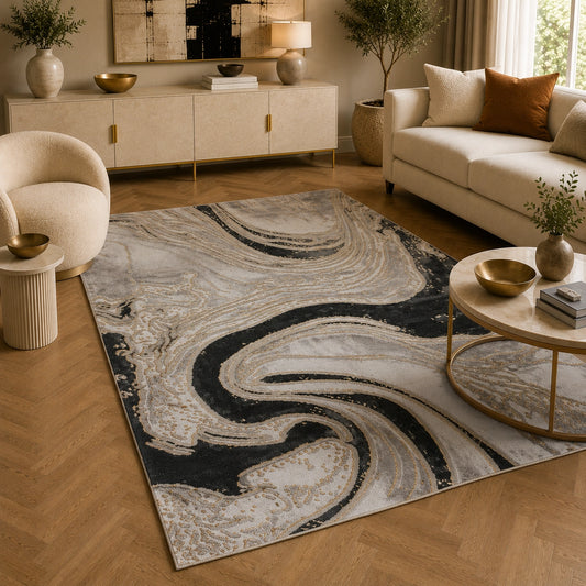 Marmaris T034A White Light Grey Modern Area Rug