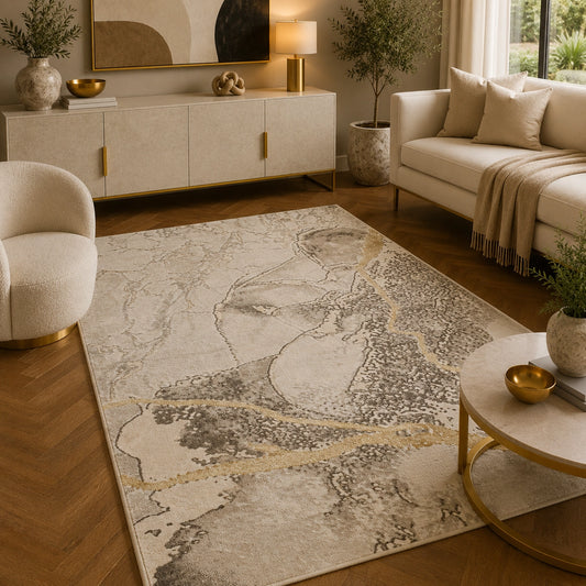 Marmaris T035A Cream Beige Modern Area Rug