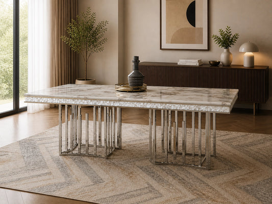 Martin Marble Dining Table Silver