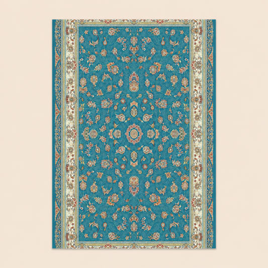 Mashad 722130 Traditional Persian Area Rug Blue