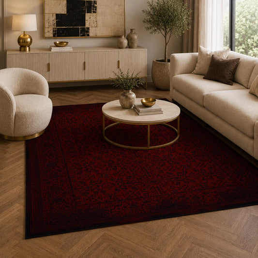 Mashad 722374 Traditional Persian Area Rug Red