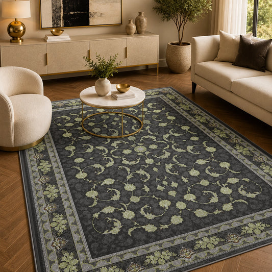 Mashad 806004 Traditional Persian Area Rug Coal