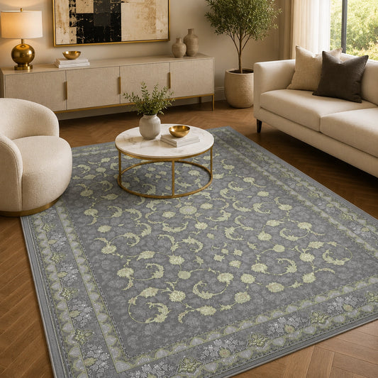 Mashad 806004 Traditional Persian Area Rug Grey