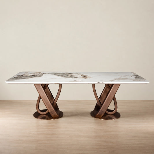 Soho Marble Top Wooden Dining Table 2.4M