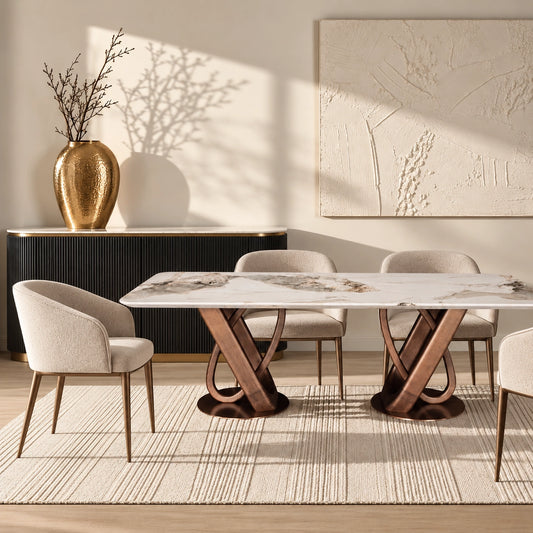 Soho Marble Top Wooden Dining Table 2.4M