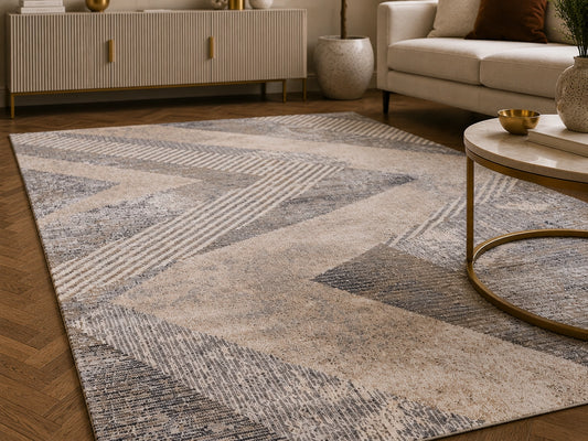 Tiger 5162A Cream / Medium Grey Modern Area Rug