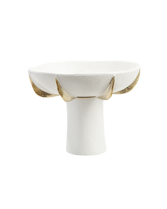 D23082 Gold Ceramic High Foot Gold Scale Plate Handcrafted Home Décor