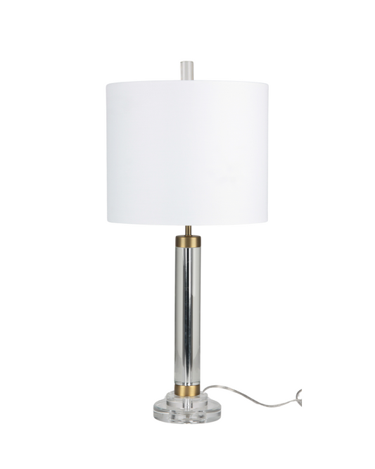 Stylish Contemporary Light Crystal Table Lamp Cream Linen Fabric Shade