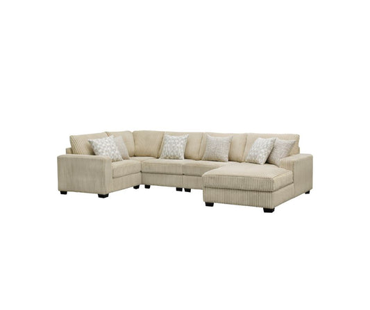 Ultimate Comfort Brown Corduroy Fabric Corner Sofa Set